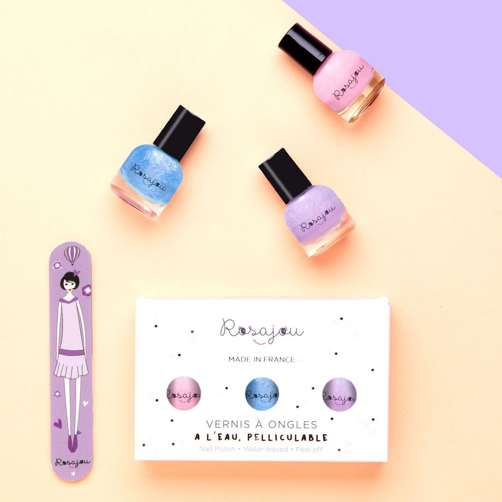 Coffret 3 vernis et lime à ongles pour enfant - teintes au choix