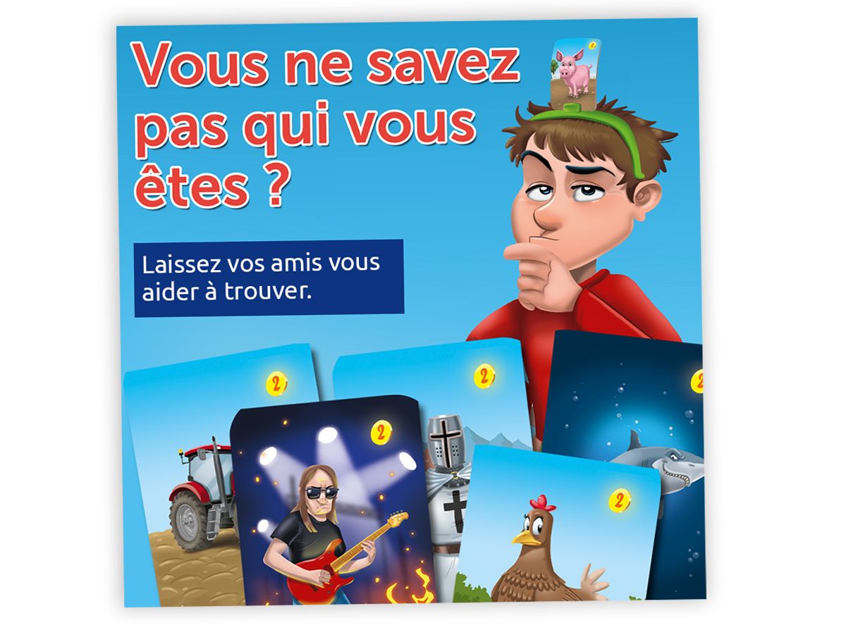 Jeu découvrir carte sur la tête 