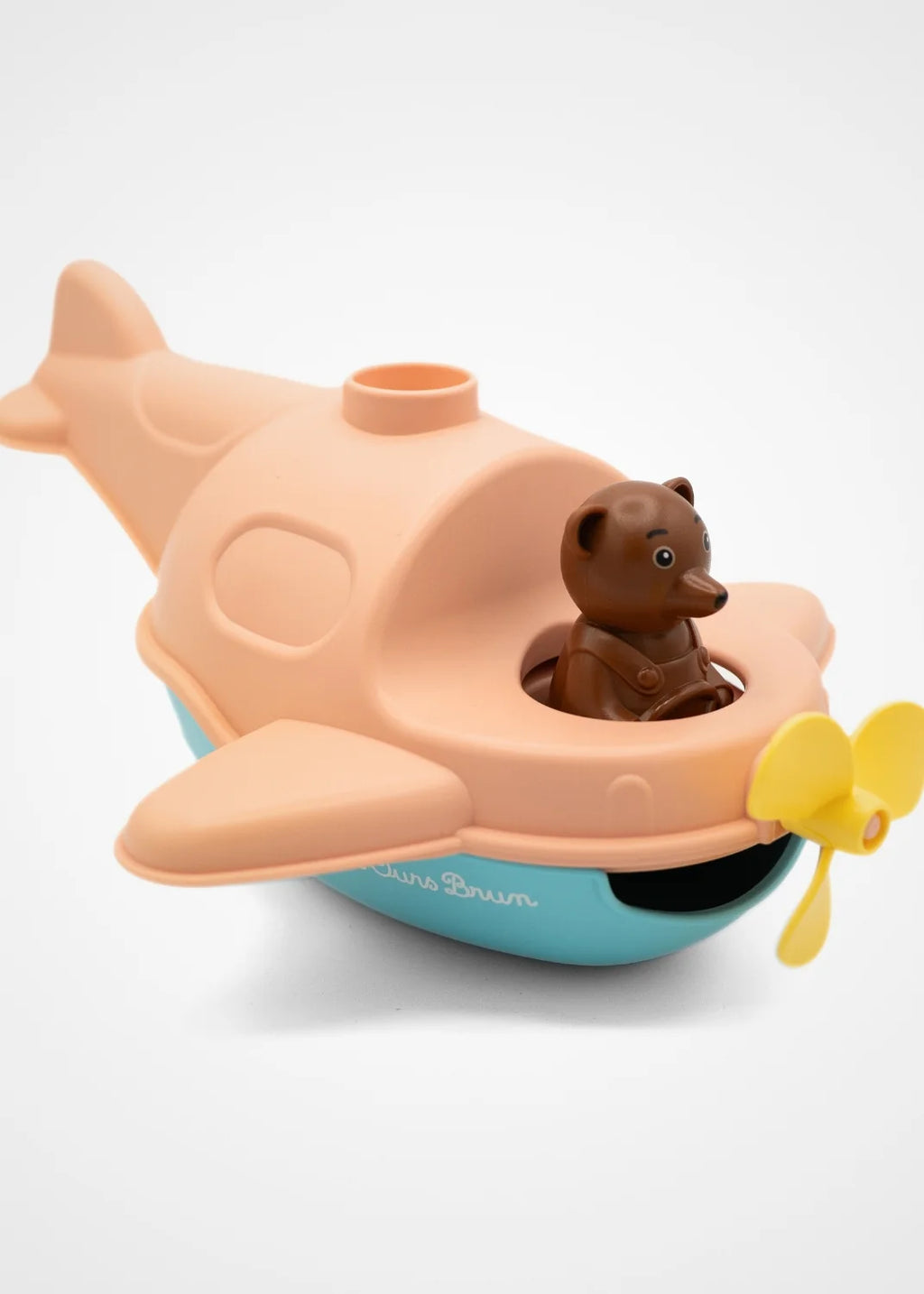 jouet de bain hydravion Petit ours brun fabriqué en France