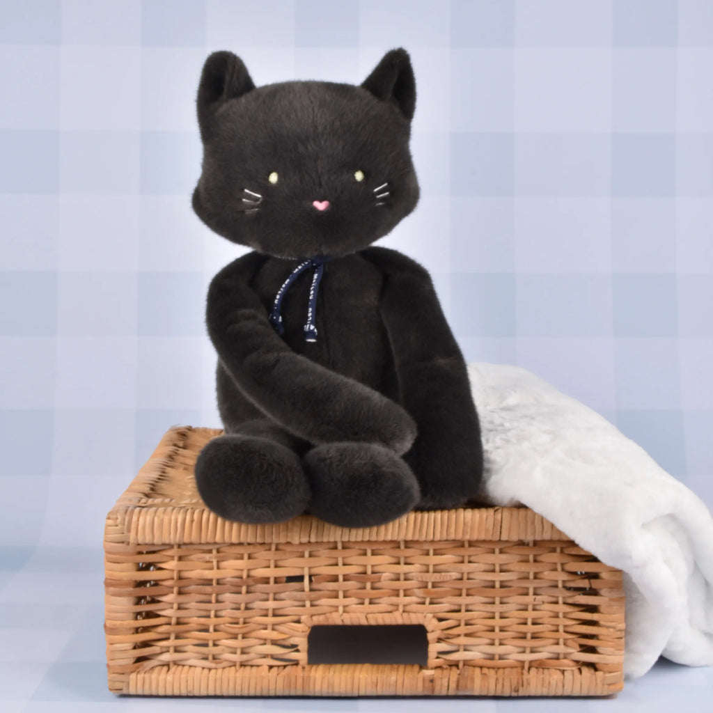 Peluche chat noir anthracite extra-douce Méloé - Fabriquée en Bretagne