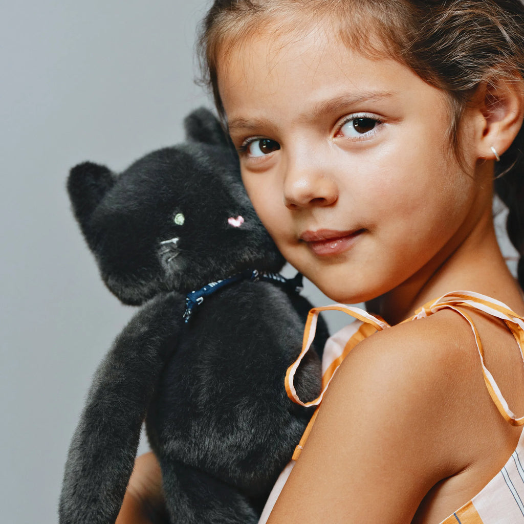 Peluche chat noir anthracite extra-douce Méloé - Fabriquée en Bretagne