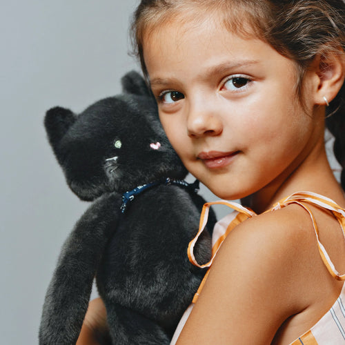 Peluche chat noir anthracite extra-douce Méloé - Fabriquée en Bretagne