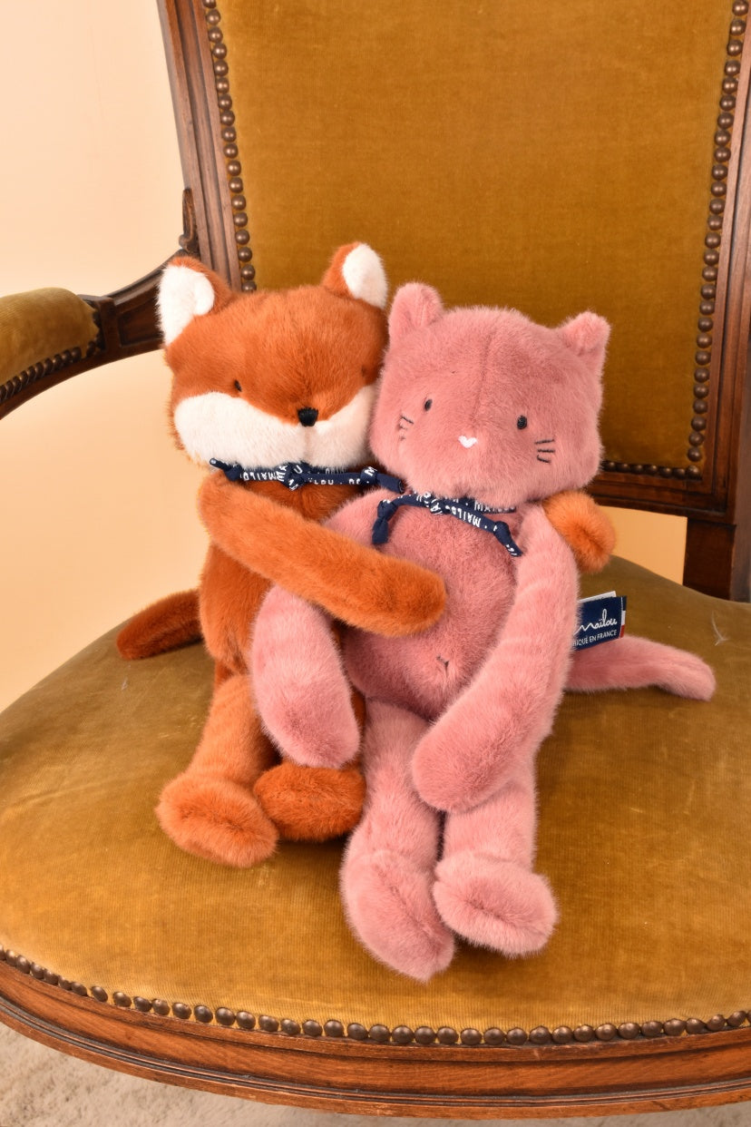 peluches méloé chat et renard fabriquées en france