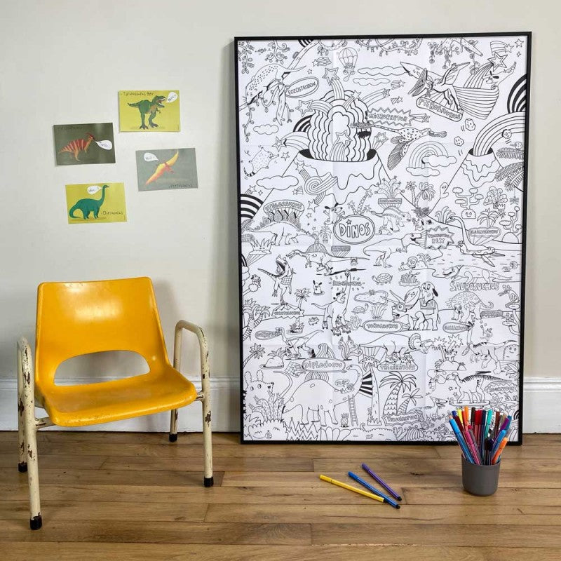 Poster géant à colorier Dino World - Made in France - Pirouette Cacahouète