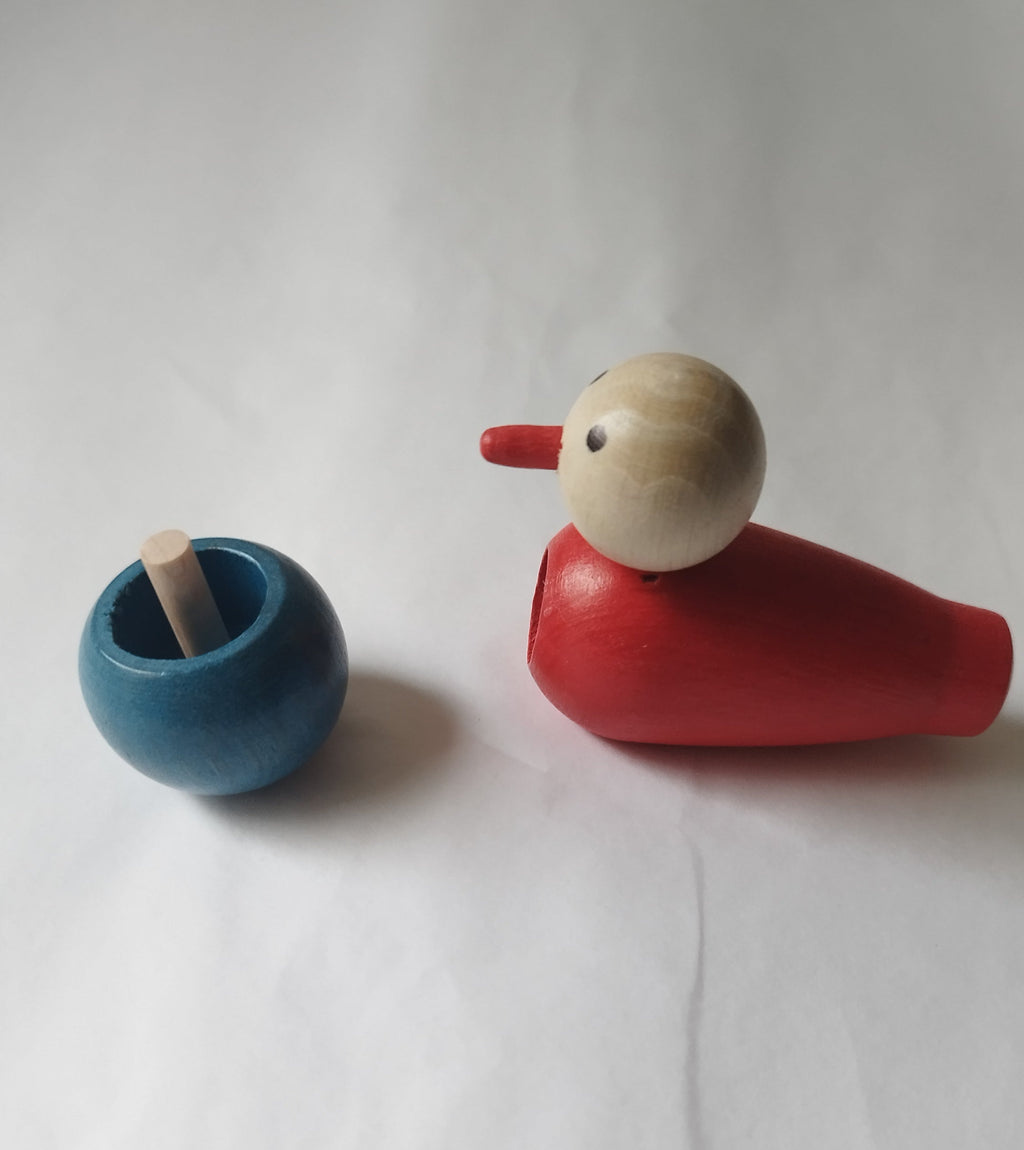 Sifflet oiseau en bois naturel ou coloré - Made in France